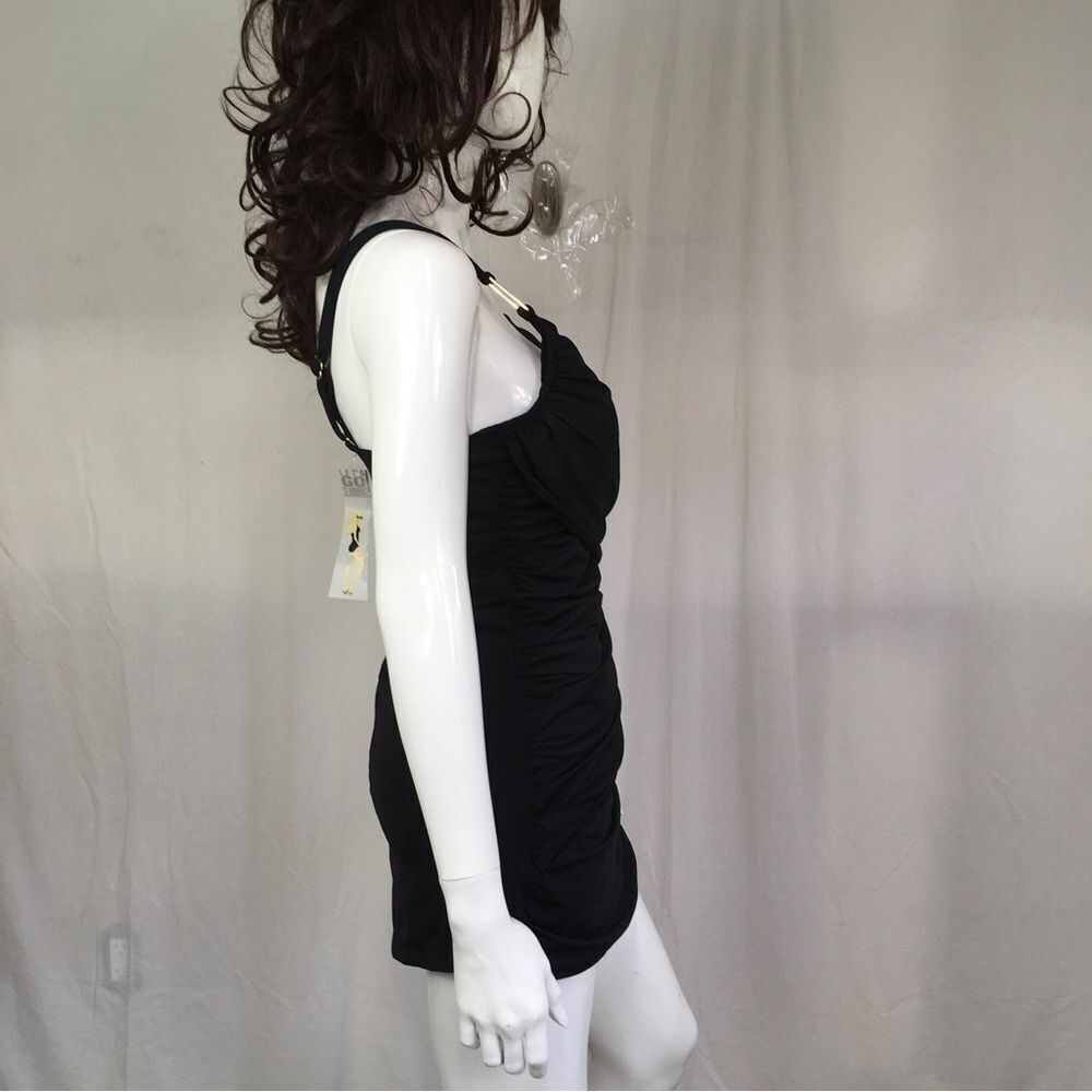 NEW SPANX Whittle Waistline Drape Swim Dress Baysude Black One Piece Swim 10 - Picture 5 of 8